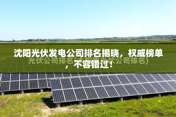 沈阳光伏发电公司排名揭晓,权威榜单,不容错过!