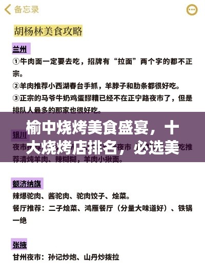 榆中烧烤美食盛宴，十大烧烤店排名，必选美食之旅！